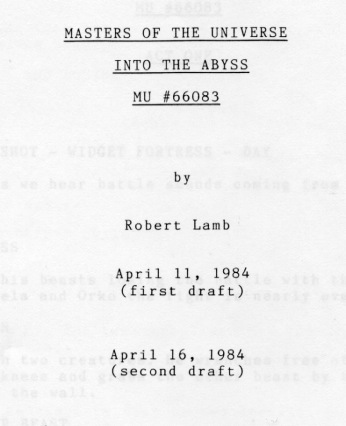 Into the Abyss by Robert Lamb 2nd draft script cover