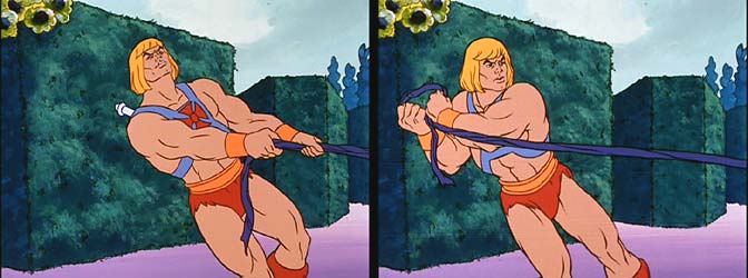 He-Man struggles but wins the tug-of-war