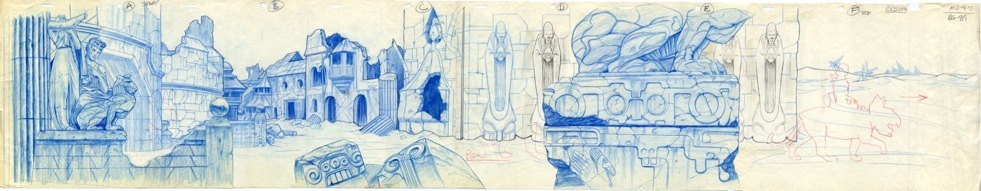 Blue pencil background layout - Filmation - He-Man